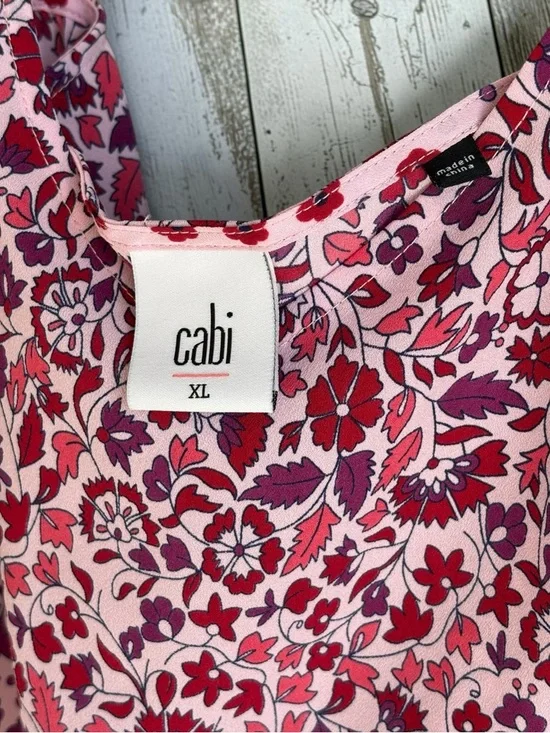 Cabi Pink Floral Tank Top XL Adjustable Straps Boho Lightweight Blouse - Picture 4 of 10